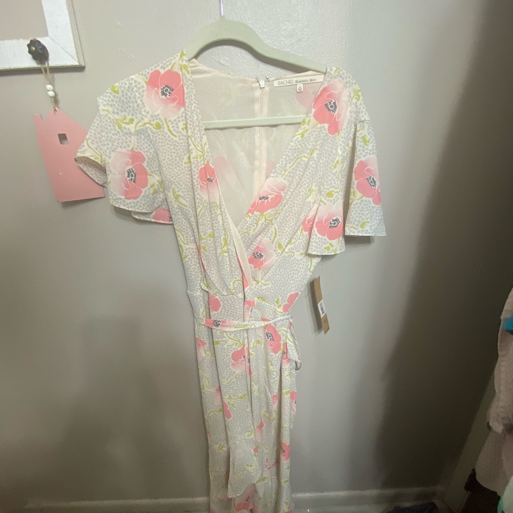 RACHEL Rachel Roy White and Pink Floral Backless Dress